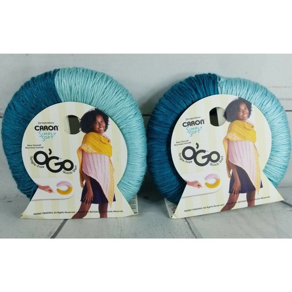 Caron Office Yarnspirations Caron Simply Soft Ogo Quick Start Yarn Lot Of 2 Glacier Oz